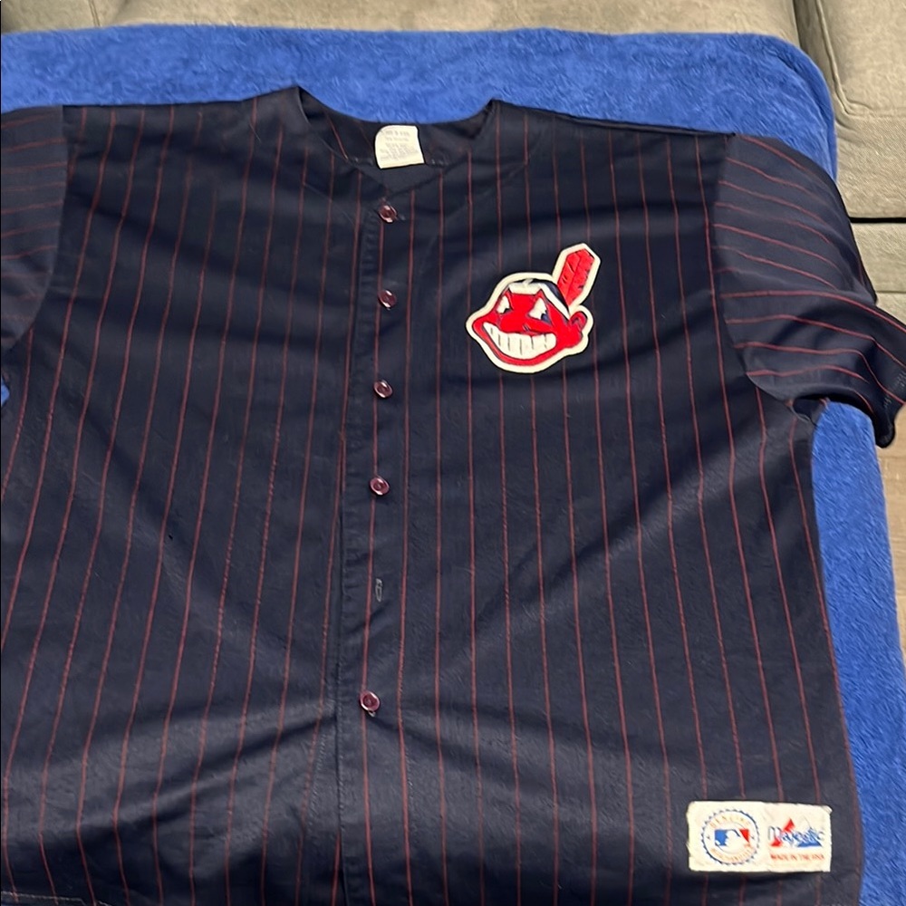 Majestic Navy and Red Baseball Jersey